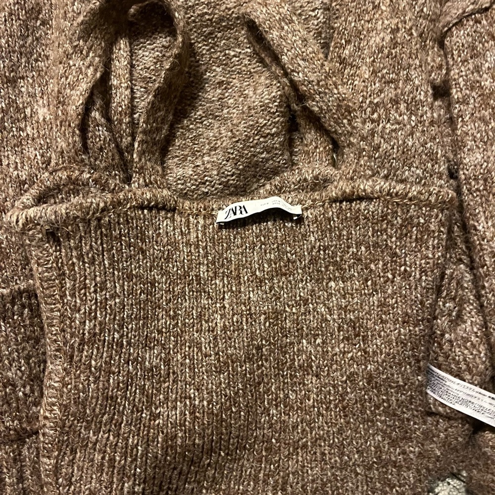 Zara Marled Brown Knit Cardigan & Crop Tank Set - Picture 3 of 7